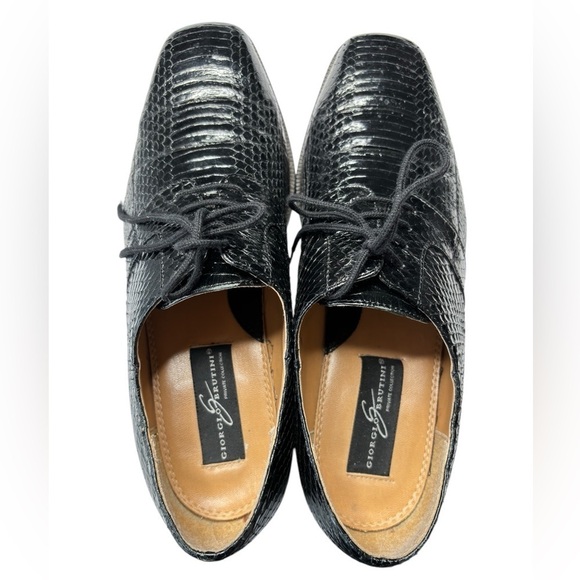 Giorgio Brutini Genuine Snakeskin Black Derby Dress Shoes Mens Size 11.5 Classic - Picture 9 of 16